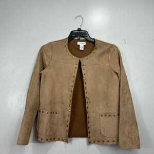 Carmen Tan Suede Jacket with Stud Accents